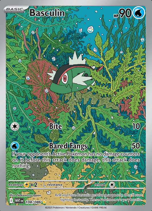 108/086 Basculin S&V White Flare illustration Rare Pokémon Card