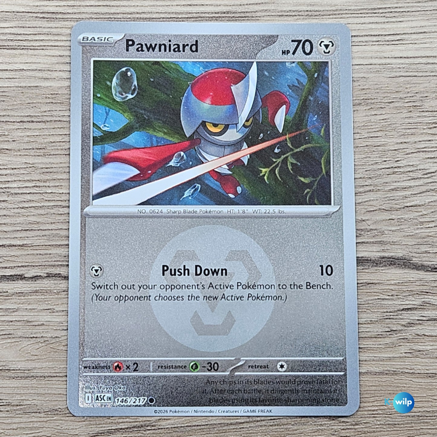 146/217 Pawniard Reverse Holo Ascended Heroes Pokémon Trading Card