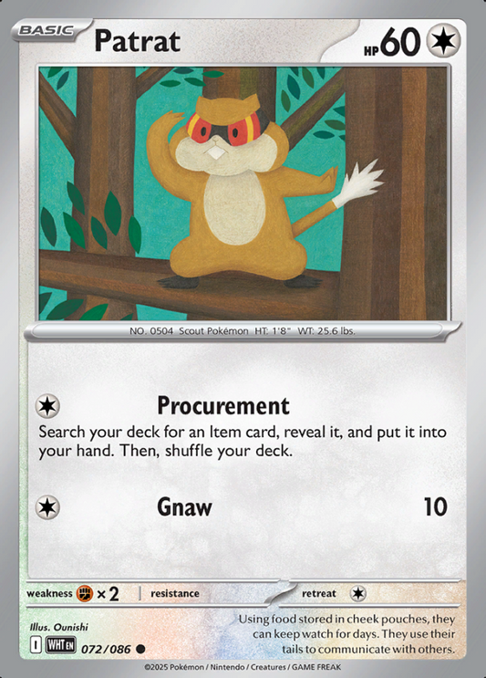 072/086 Patrat White Flare Pokémon Card