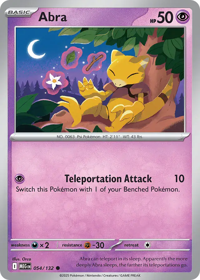 054/132 Abra Mega Evolution Pokémon Card