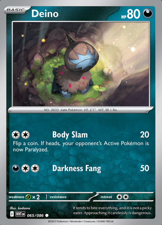 065/086 Deino White Flare Pokémon Card