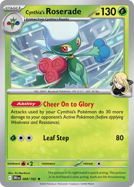 008/182 Cynthia's Roserade Destined Rivals Pokémon Card