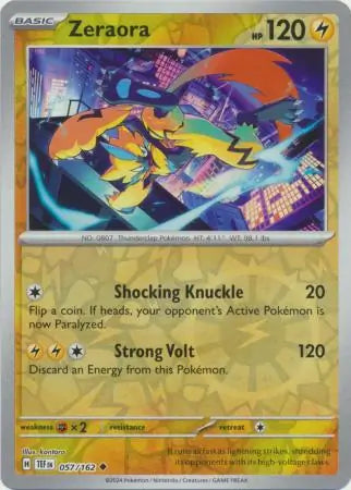 057/162 Zeraora Reverse Holo Temporal Forces Pokémon Card