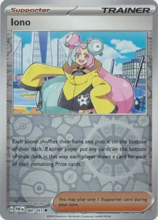 080/091 Iono Reverse Holo Paldean Fates Pokémon Card