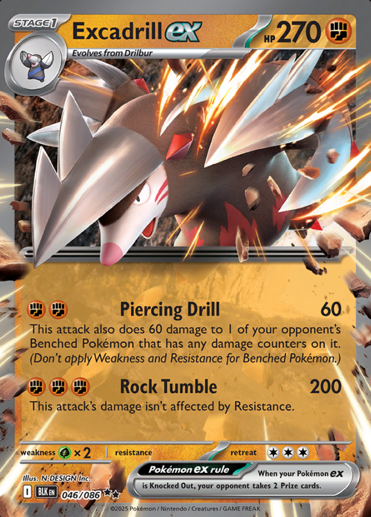 046/086 Excadrill ex S&V Black Bolt Double Rare Holo Pokémon Card