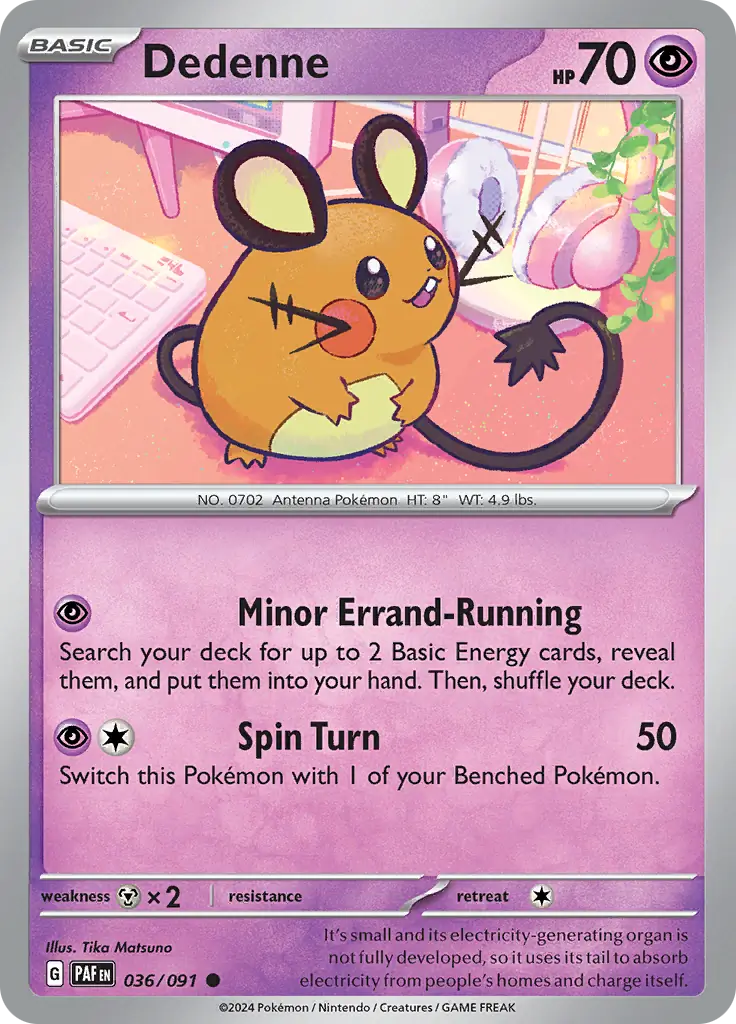 036/091 Dedenne Paldean Fates Pokémon Card