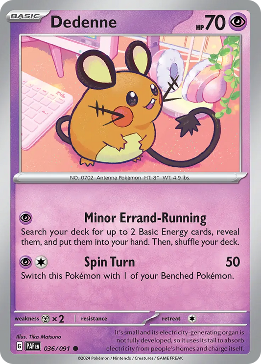 036/091 Dedenne Paldean Fates Pokémon Card