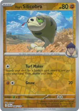 086/159 Hop's Silicobra Reverse Holo Journey Together Pokémon Card