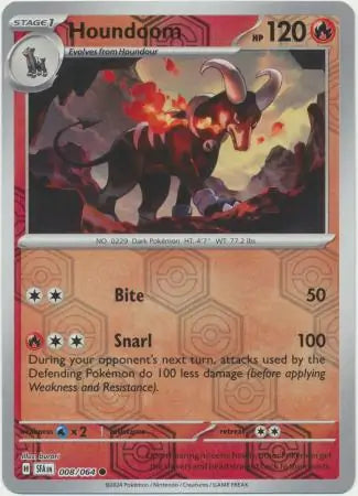 008/064 Houndoom Reverse Holo Shrouded Fable Pokémon Card