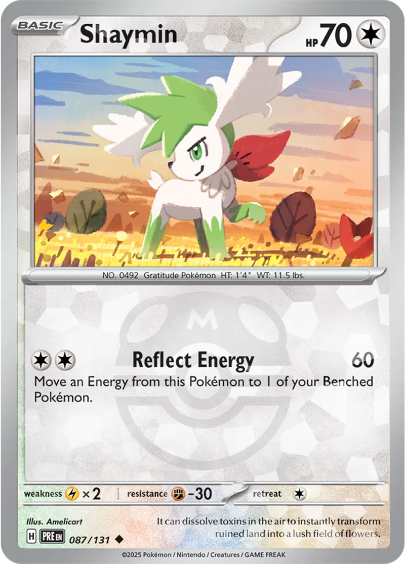 087/131 Shaymin Master Ball Holo Prismatic Evolutions Pokémon Card