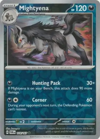 114/167 Mightyena Reverse Holo Twilight Masquerade Pokémon Card