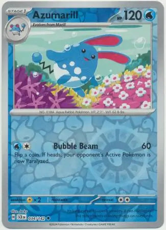 034/142 Azumarill Reverse Holo Stellar Crown Pokémon Card