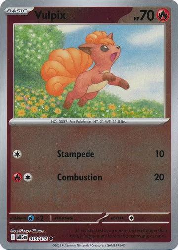 019/132 Vulpix Reverse Holo Mega Evolution Pokémon Card