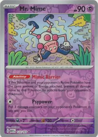 122/165 Mr. Mime Reverse Holo 151 Pokémon Card