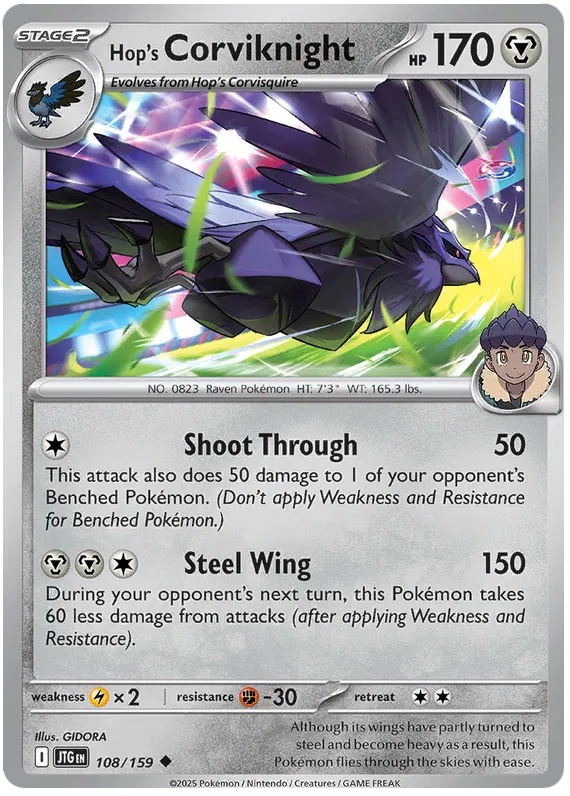 108/159 Hop's Corviknight Journey Together Pokémon Card