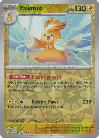 076/198 Pawmot Reverse Holo Scarlet & Violet Base Set Pokémon Card