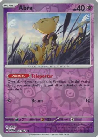 080/167 Abra Reverse Holo Twilight Masquerade Pokémon Card