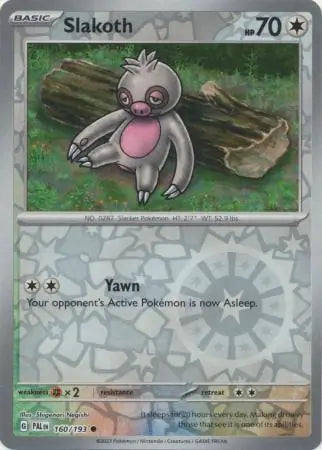 160/193 Slakoth Reverse Holo Paldea Evolved Pokémon Card