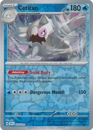 054/191 Cetitan Reverse Holo Surging Sparks Pokémon Card