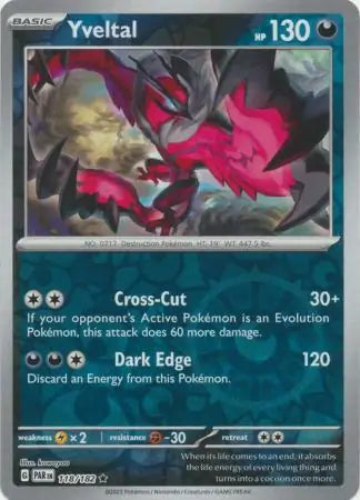 118/182 Yveltal Reverse Holo Paradox Rift Pokémon Card