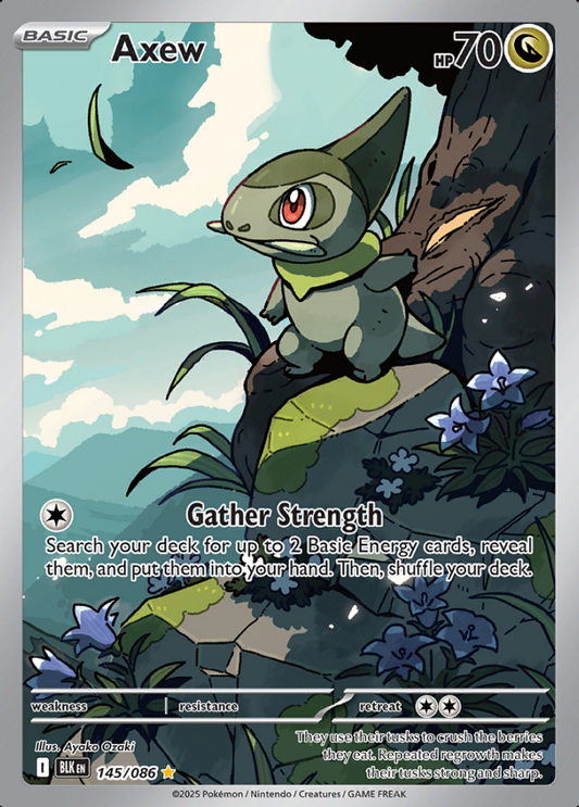 145/086 Axew Illustration Rare Black Bolt Pokémon Card