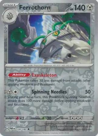 128/182 Ferrothorn Reverse Holo Paradox Rift Pokémon Card
