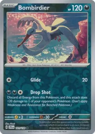 101/159 Bombirdier Reverse Holo Journey Together Pokémon Card