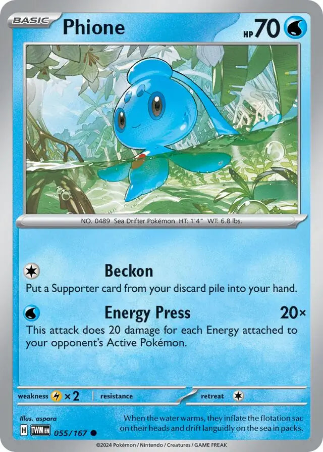055/167 Phione Twilight Masquerade Pokémon Card