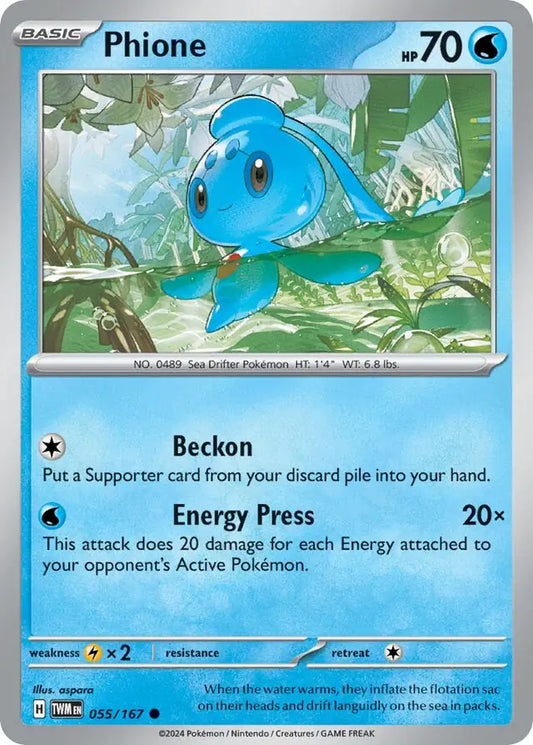 055/167 Phione Twilight Masquerade Pokémon Card