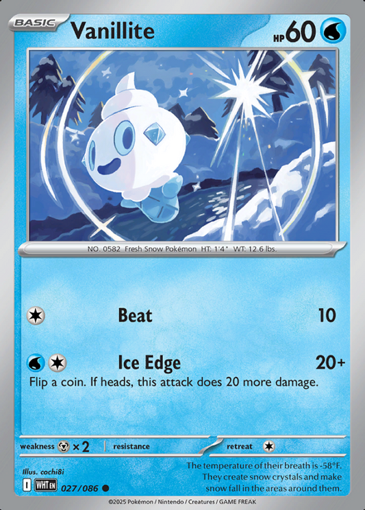 027/086 Vanillite White Flare Pokémon Card