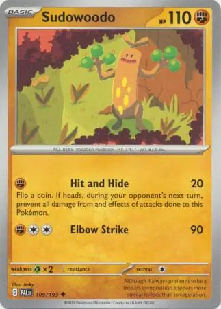 109/193 Sudowoodo Paldea Evolved Pokémon Card