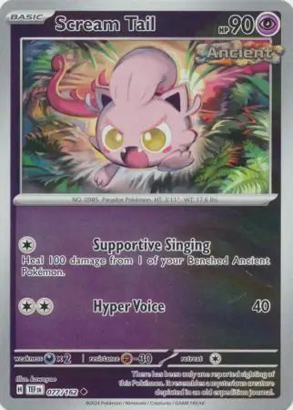 077/162 Scream Tail Reverse Holo Temporal Forces Pokémon Card