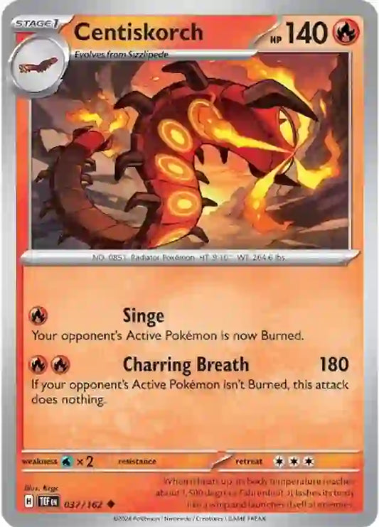 037/162 Centiskorch Scarlet & Violet Temporal Forces Pokémon Card