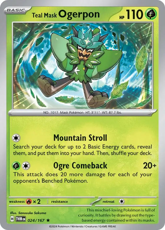 024/167 Teal Mask Ogerpon Twilight Masquerade Pokémon Card