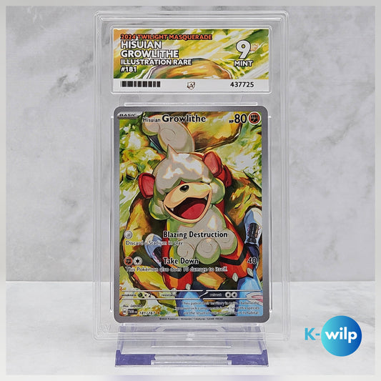 Hisuian Growlithe 181/167 English Twilight Masquerade Illustration Rare Pokémon Card ACE Graded 9