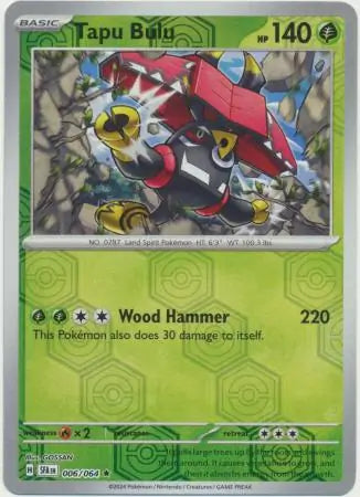 006/064 Tapu Bulu Reverse Holo Shrouded Fable Pokémon Card