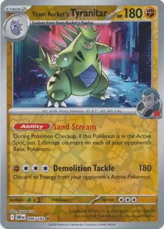 096/182 Team Rocket's Tyranitar Reverse Holo Destined Rivals Pokémon Card