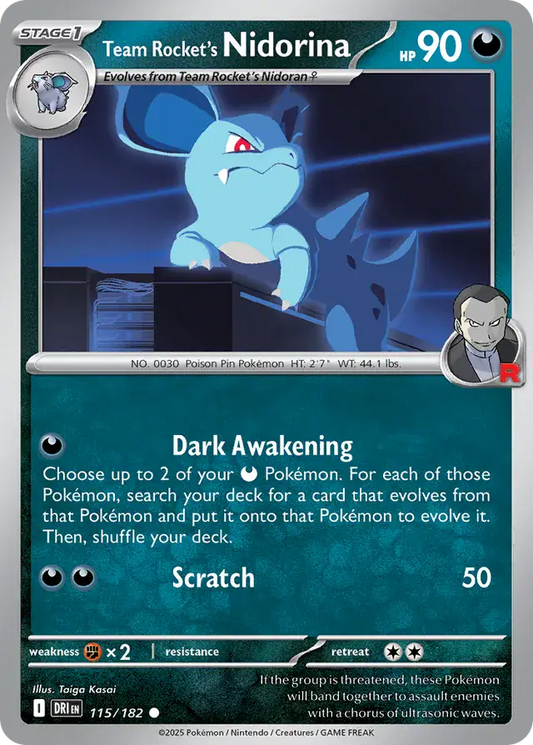 115/182 Team Rocket's Nidorina Destined Rivals Pokémon Card