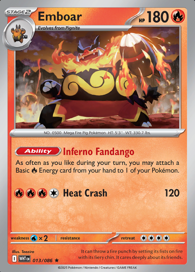 013/086 Emboar White Flare Pokémon Card