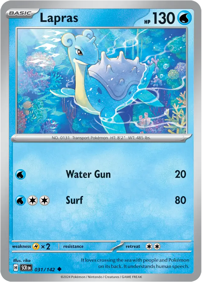 031/142 Lapras Stellar Crown Pokémon Card