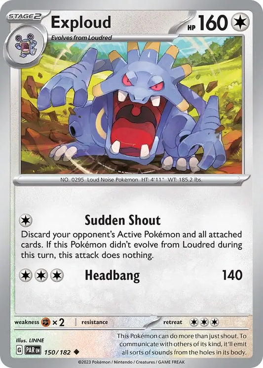 150/182 Exploud Paradox Rift Pokémon Card