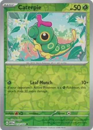 010/165 Caterpie Reverse Holo 151 Pokémon Card