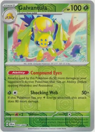 002/064 Galvantula Reverse Holo Shrouded Fable Pokémon Card