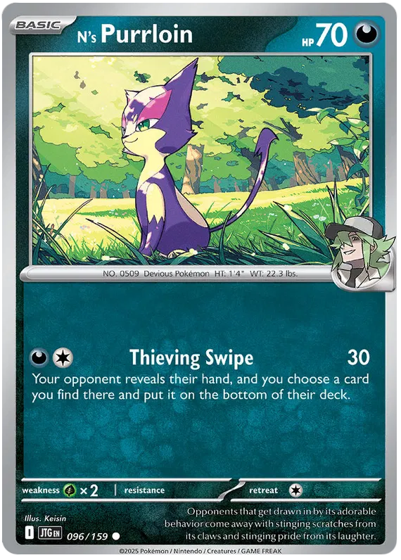 096/159 N's Purrloin Journey Together Pokémon Card
