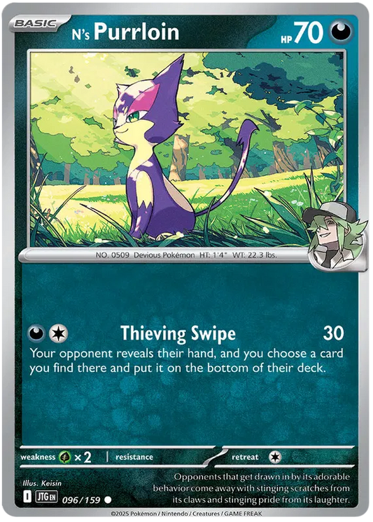 096/159 N's Purrloin Journey Together Pokémon Card