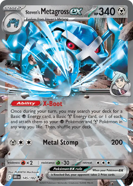 145/182 Steven's Metagross ex Destined Rivals Pokémon Card