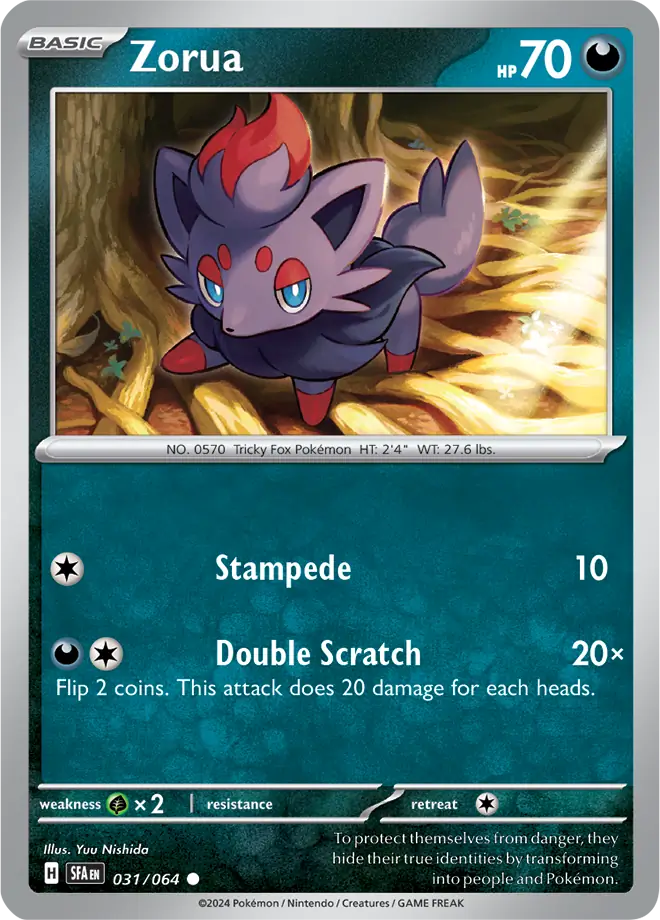 031/064 Zorua Shrouded Fable Pokémon Card