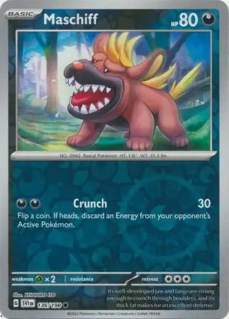 136/198 Maschiff Reverse Holo Scarlet & Violet Base Set Pokémon Card