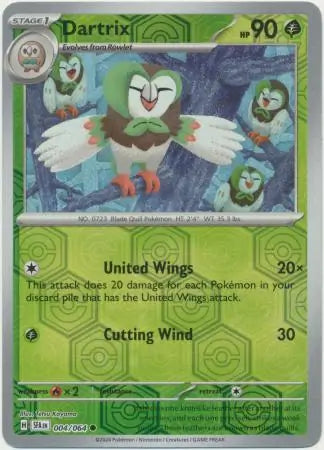 004/064 Dartrix Reverse Holo Shrouded Fable Pokémon Card