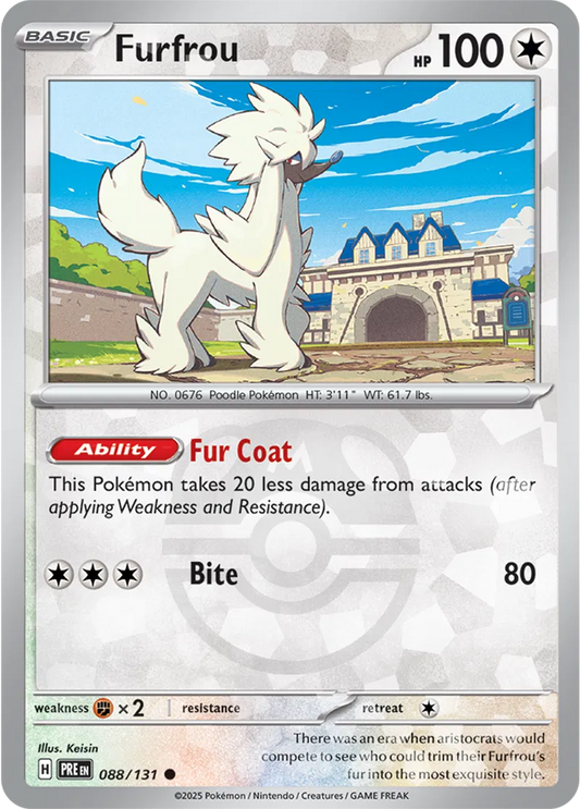 088/131 Furfrou Master Ball Holo Prismatic Evolutions Pokémon Card